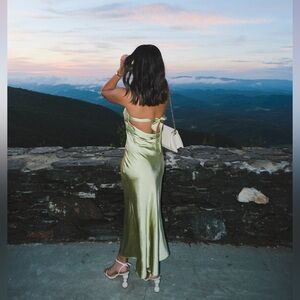 Princess Polly Green Satin Midi
